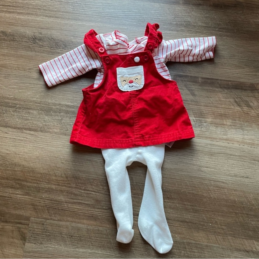 Christmas newborn jumper dress EUC reindeer Santa